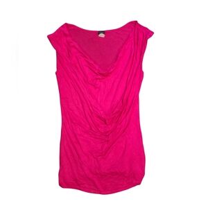 VOGUE Ruched Hot Pink Top L
